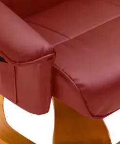 vidaXL Massage Chair with Foot Stool Wine Red Faux Leather