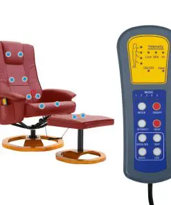 vidaXL Massage Chair with Foot Stool Wine Red Faux Leather