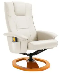 vidaXL Massage Chair with Foot Stool Cream Faux Leather