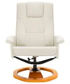 vidaXL Massage Chair with Foot Stool Cream Faux Leather
