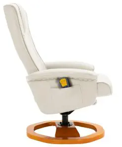 vidaXL Massage Chair with Foot Stool Cream Faux Leather