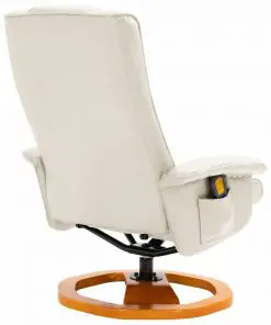 vidaXL Massage Chair with Foot Stool Cream Faux Leather