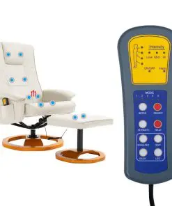 vidaXL Massage Chair with Foot Stool Cream Faux Leather