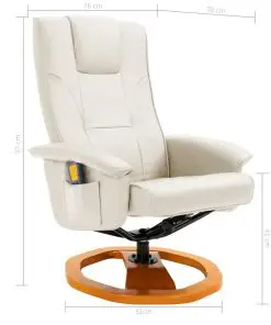 vidaXL Massage Chair with Foot Stool Cream Faux Leather