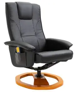vidaXL Massage Chair with Foot Stool Black Faux Leather
