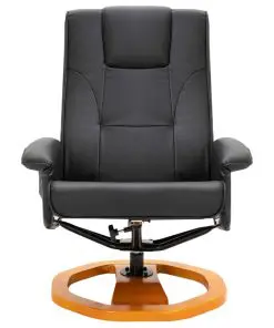 vidaXL Massage Chair with Foot Stool Black Faux Leather