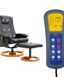 vidaXL Massage Chair with Foot Stool Black Faux Leather