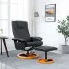 vidaXL Massage Chair with Foot Stool Black Faux Leather