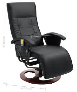 vidaXL Massage Chair Black Faux Leather