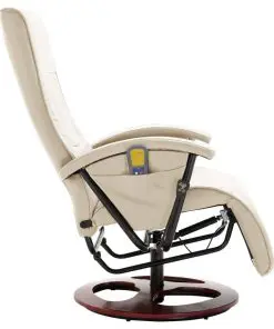 vidaXL Massage Chair Cream Faux Leather
