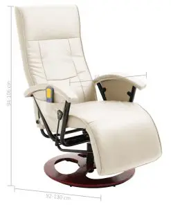 vidaXL Massage Chair Cream Faux Leather