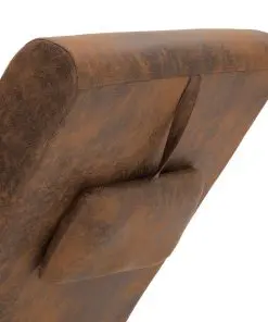 vidaXL Chaise Longue with Pillow Brown Faux Suede Leather