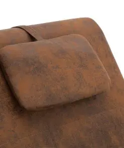vidaXL Chaise Longue with Pillow Brown Faux Suede Leather