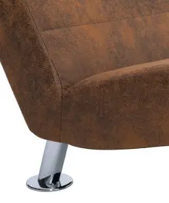 vidaXL Chaise Longue with Pillow Brown Faux Suede Leather
