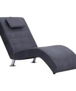 vidaXL Chaise Longue with Pillow Grey Faux Suede Leather