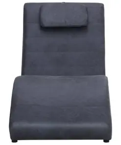 vidaXL Chaise Longue with Pillow Grey Faux Suede Leather