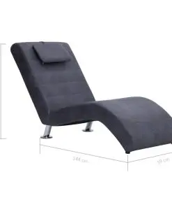vidaXL Chaise Longue with Pillow Grey Faux Suede Leather