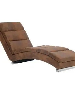 vidaXL Chaise Longue Brown Faux Suede Leather