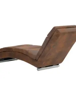 vidaXL Chaise Longue Brown Faux Suede Leather
