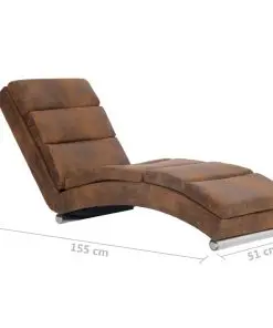 vidaXL Chaise Longue Brown Faux Suede Leather