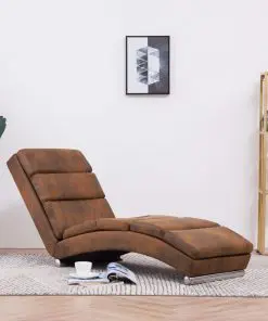 vidaXL Chaise Longue Brown Faux Suede Leather