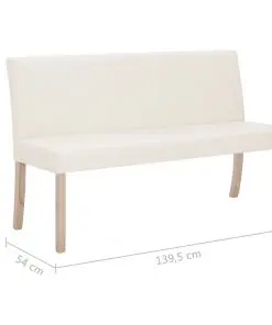 vidaXL Bench 139.5 cm Cream Faux Leather