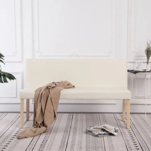 vidaXL Bench 139.5 cm Cream Faux Leather