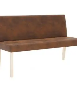 vidaXL Bench 139.5 cm Brown Faux Suede Leather