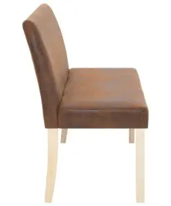 vidaXL Bench 139.5 cm Brown Faux Suede Leather