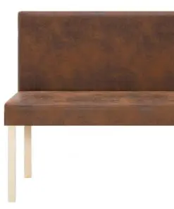 vidaXL Bench 139.5 cm Brown Faux Suede Leather