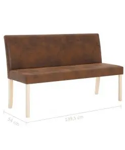 vidaXL Bench 139.5 cm Brown Faux Suede Leather