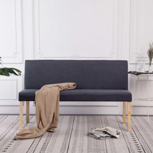 vidaXL Bench 139.5 cm Dark Grey Polyester