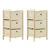vidaXL Storage Racks with 3 Fabric Baskets 2 pcs Beige Cedar Wood