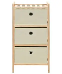 vidaXL Storage Racks with 3 Fabric Baskets 2 pcs Beige Cedar Wood