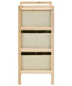 vidaXL Storage Racks with 3 Fabric Baskets 2 pcs Beige Cedar Wood