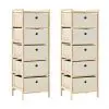 vidaXL Storage Racks with 5 Fabric Baskets 2 pcs Beige Cedar Wood