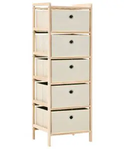 vidaXL Storage Racks with 5 Fabric Baskets 2 pcs Beige Cedar Wood