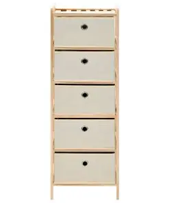 vidaXL Storage Racks with 5 Fabric Baskets 2 pcs Beige Cedar Wood