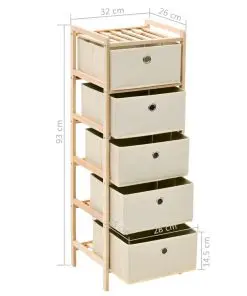 vidaXL Storage Racks with 5 Fabric Baskets 2 pcs Beige Cedar Wood