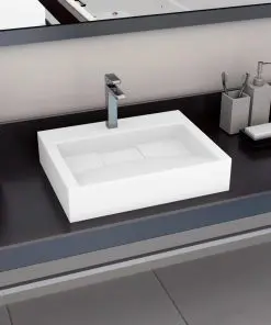 vidaXL Wash Basin 60x38x11 cm Mineral Cast/Marble Cast White