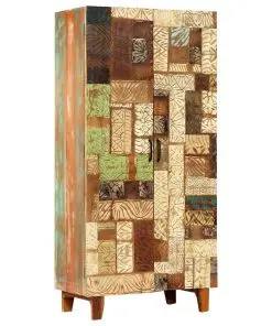 vidaXL Hand Carved Highboard 85x45x180 cm Solid Reclaimed Wood