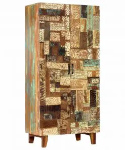 vidaXL Hand Carved Highboard 85x45x180 cm Solid Reclaimed Wood