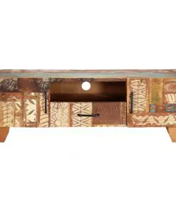 vidaXL Hand Carved TV Cabinet 120x30x40 cm Solid Reclaimed Wood
