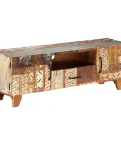 vidaXL Hand Carved TV Cabinet 120x30x40 cm Solid Reclaimed Wood