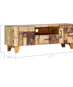 vidaXL Hand Carved TV Cabinet 120x30x40 cm Solid Reclaimed Wood