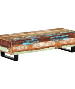 vidaXL Coffee Table 120x50x30 cm Solid Reclaimed Wood and Steel