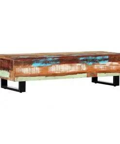 vidaXL Coffee Table 120x50x30 cm Solid Reclaimed Wood and Steel
