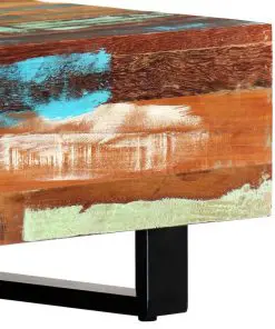 vidaXL Coffee Table 120x50x30 cm Solid Reclaimed Wood and Steel