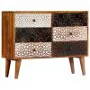 vidaXL Sideboard with Printed Pattern 90x30x70 cm Solid Mango Wood