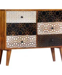 vidaXL Sideboard with Printed Pattern 90x30x70 cm Solid Mango Wood